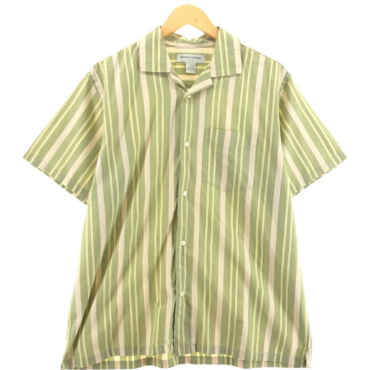 古着 00'S バナナリパブリック BANANA REPUBLIC マルチストライプ ボックスシャツ 半袖 オープンカラー コットンシャツ メンズL相当 /eaa549732 【中古】 【250517】