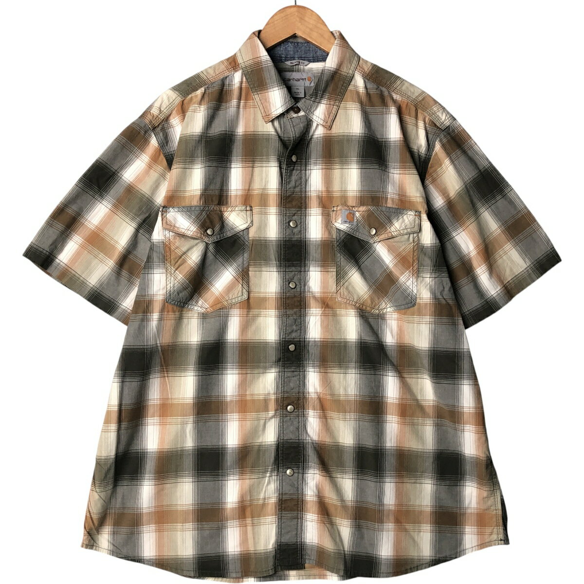Rakuten - 古着 カーハート Carhartt RELAXED FIT チェック柄 半袖 ワークシャツ メンズXL相当 /eaa550591 【中古】 【250523】 【SS2603_10】