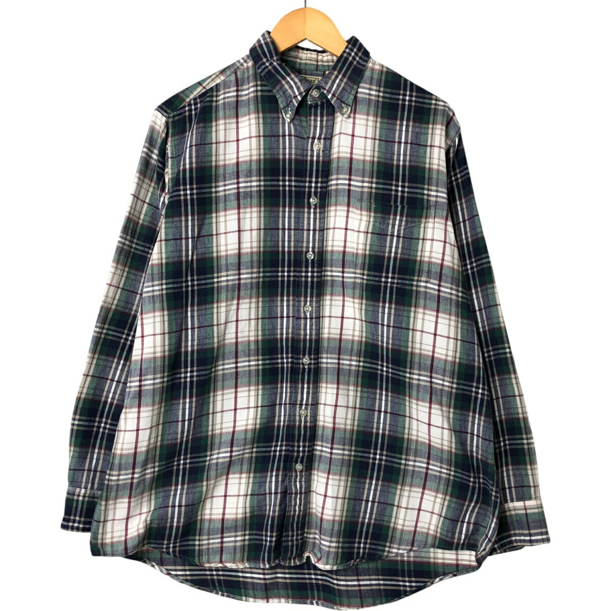 古着 80~90'S エルエルビーン L.L.Bean 長袖 ボタンダウン ライトネルチェックシャツ USA製 メンズL相当 ヴィンテージ /eaa550656 【中古】【250524】【NL2503】