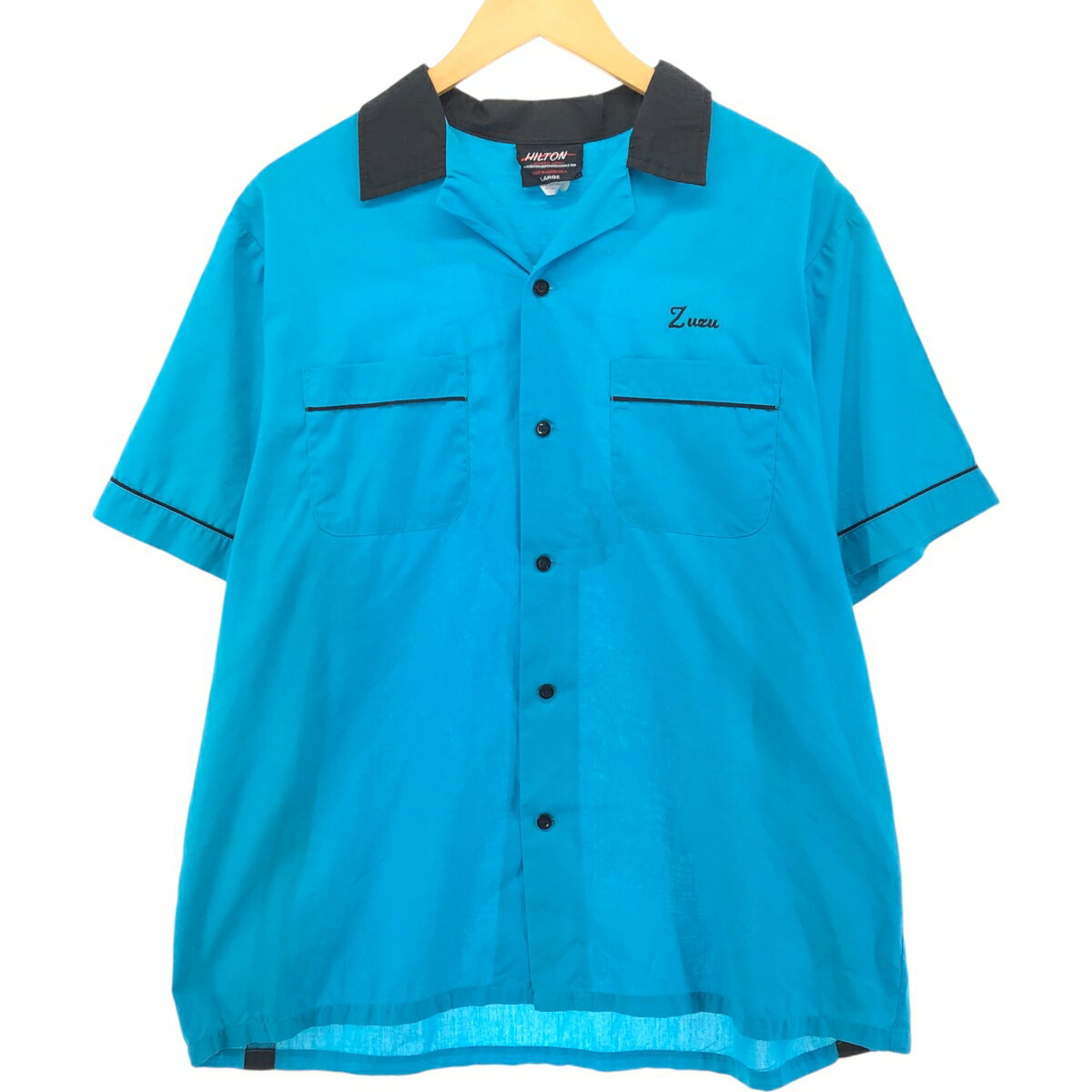 古着 90'S ヒルトン HILTON オープンカラー バックプリント ボウリングシャツ ボックスシャ メンズL相当 ヴィンテージツ /eaa551054 【中古】 【250524】 【SS2509_10】