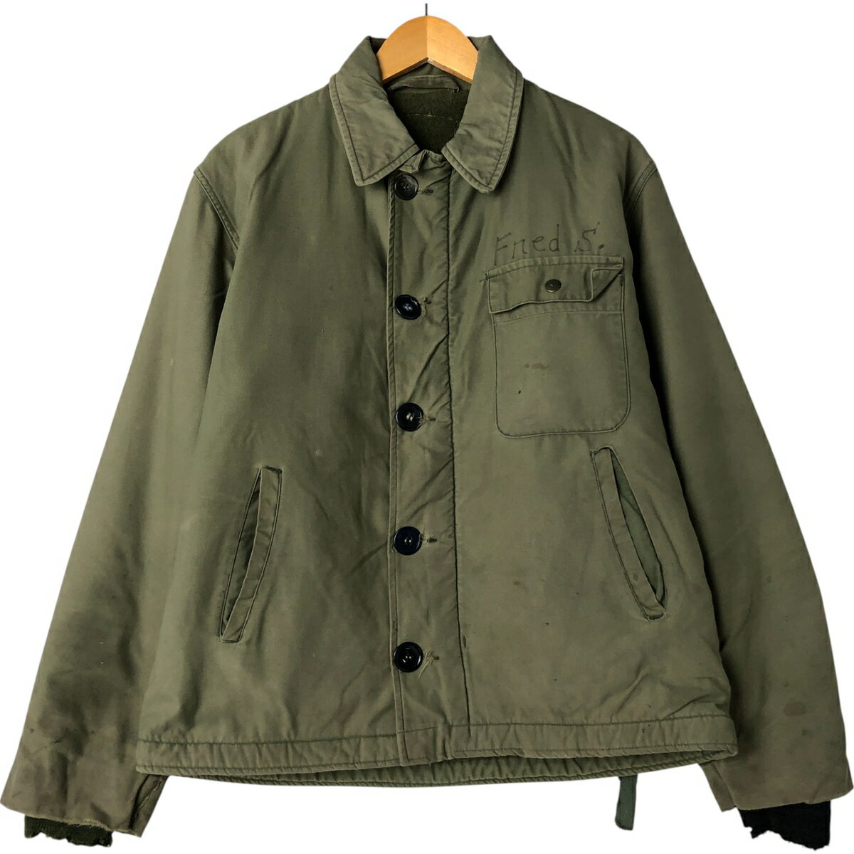 Rakuten - 古着 U.S.NAVY ミリタリー デッキジャケット USA製 メンズM相当 ヴィンテージ /eaa551400 【中古】 【251108】 【DL2511-NVY】 【SS2603_10】 カーキ系 春秋冬