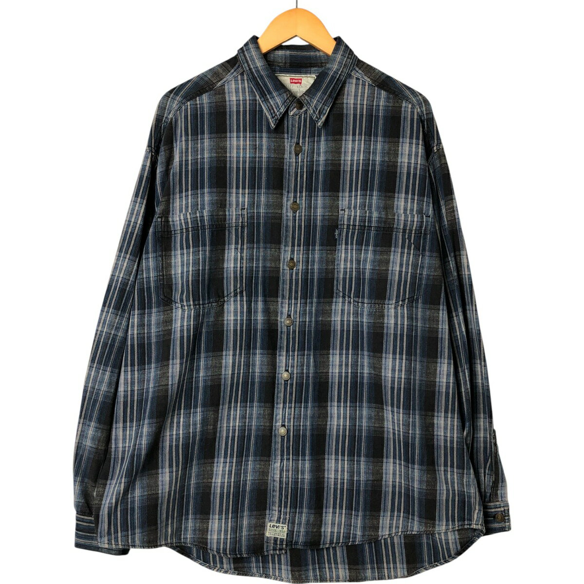 古着 90'S リーバイス Levi's 長袖 フランネルチェックシャツ メンズXL相当 ヴィンテージ /eaa551700 【中古】 【250525】【NL2503】 【SS2603_10】 ブルー系 春夏秋冬