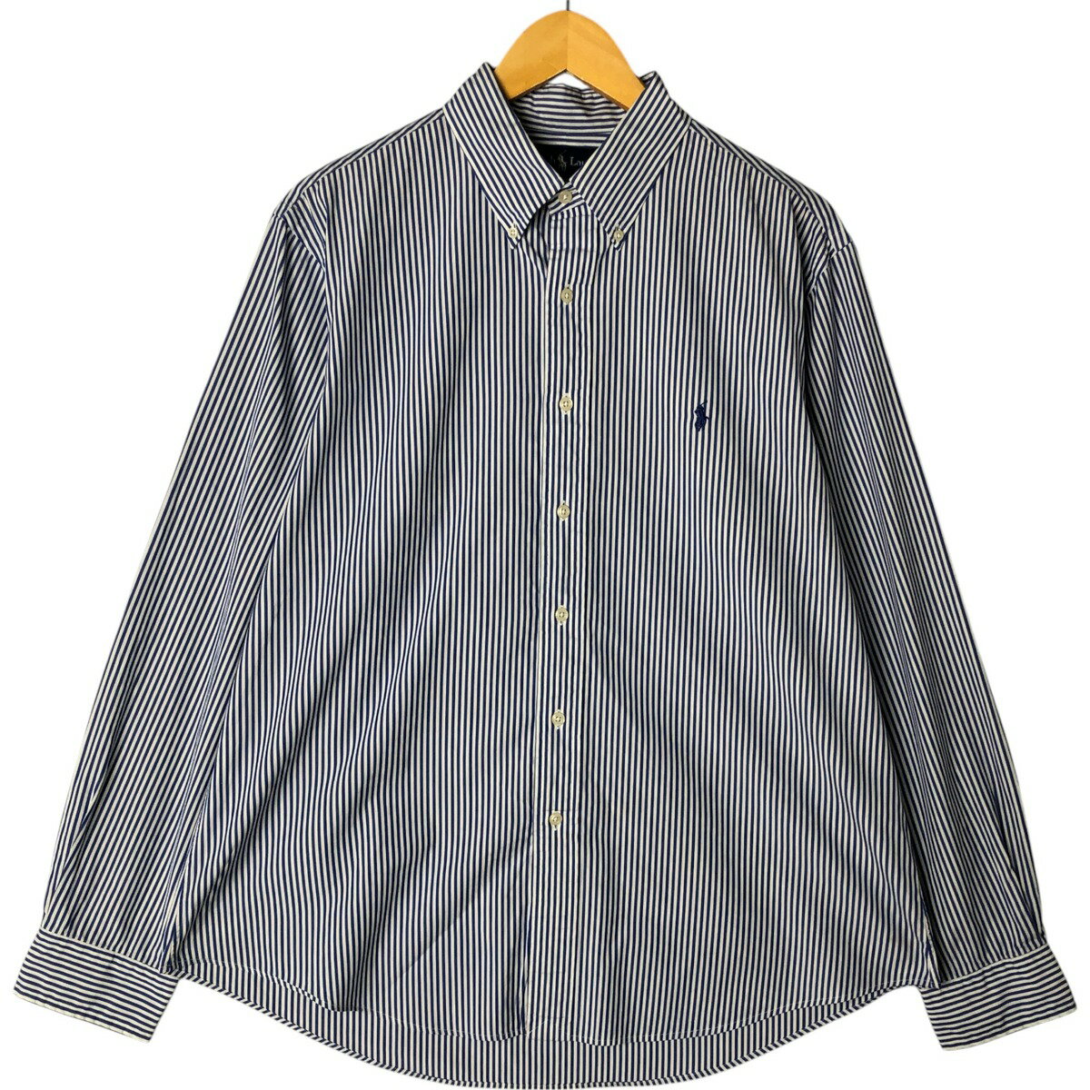 樂天商城 - 古着 ラルフローレン Ralph Lauren CUSTOM FIT 長袖 ボタンダウンストライプシャツ メンズXL相当 /eaa551941 【中古】 【250606】 【NL2503】 【SS2603_10】