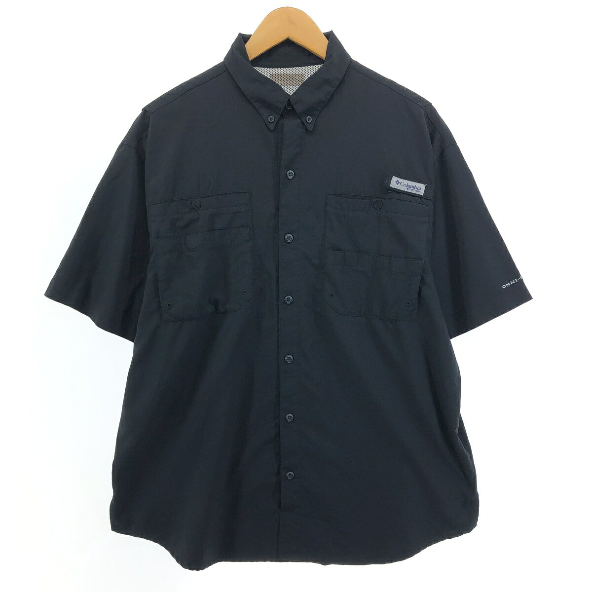 古着 コロンビア Columbia PFG 半袖 OMNI-SHADE リップストップ ボタンダウン フィッシングシャツ メンズL相当 /eaa552840 【中古】 【250525】 【SS2603_30】