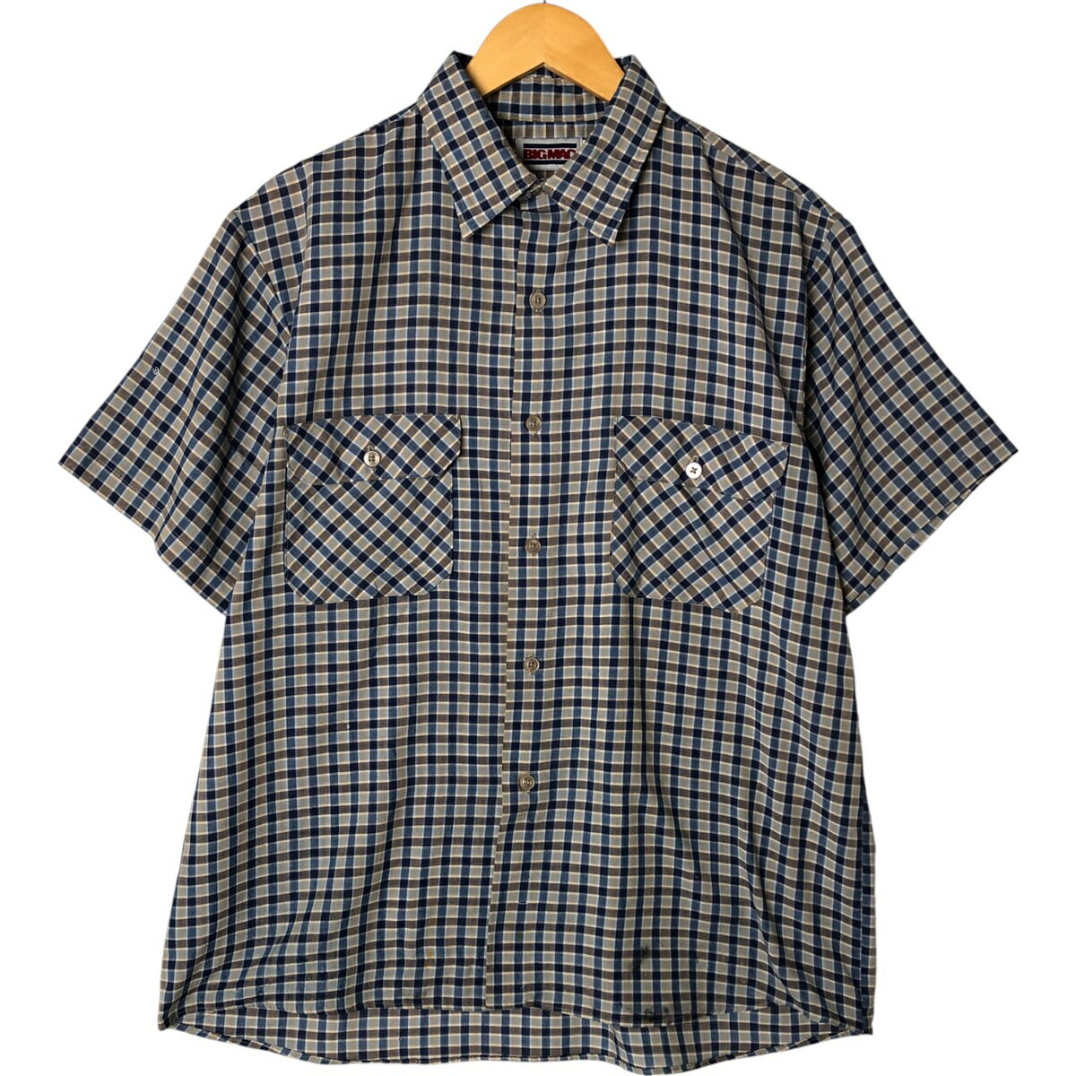 樂天商城 - 古着 90'S ジェイシーペニー J.C.Penney BIG MAC ビッグマック チェック柄 半袖 ワークシャツ USA製 メンズL相当 /eaa553801 【中古】 【250529】 【NL2503】 【SS2603_30】
