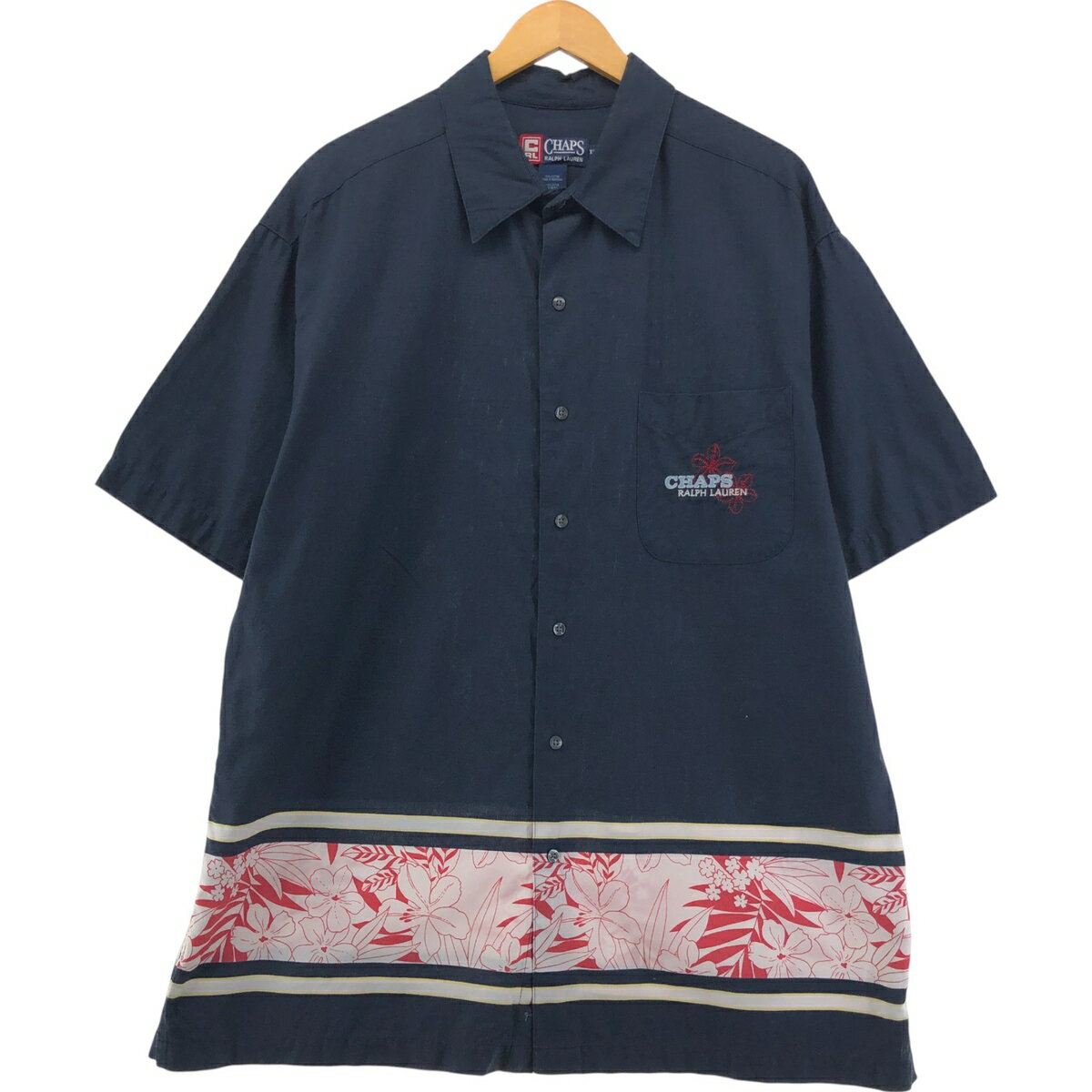 古着 90'S ラルフローレン Ralph Lauren CHAPS チャップス ハイビスカス柄 ハワイアンアロハシャツ メンズXL相当 ヴィンテージ /eaa553812 【中古】 【250528】
