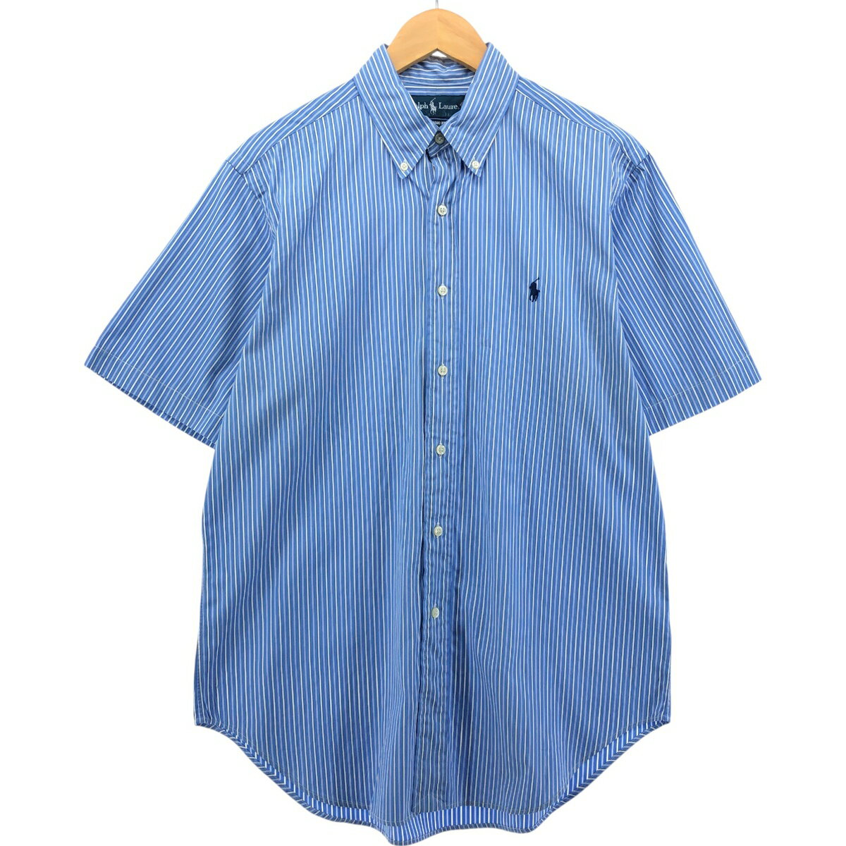 古着 ラルフローレン Ralph Lauren CLASSIC FIT マルチストライプ 半袖 ボタンダウン ストライプシャツ メンズL相当 /eaa553906 【中古】 【250529】 【SS2509_10】