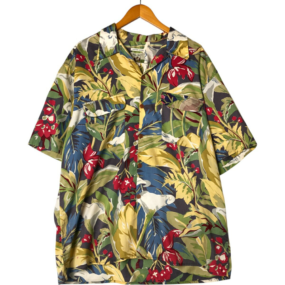古着 80'S レインスプーナー REYNSPOONER ボタニカル柄 オープンカラー ハワイアンアロハシャツ ボックスシャツ ハワイ製 メンズXL相当 ヴィンテージ /eaa554324 【中古】 【250602】