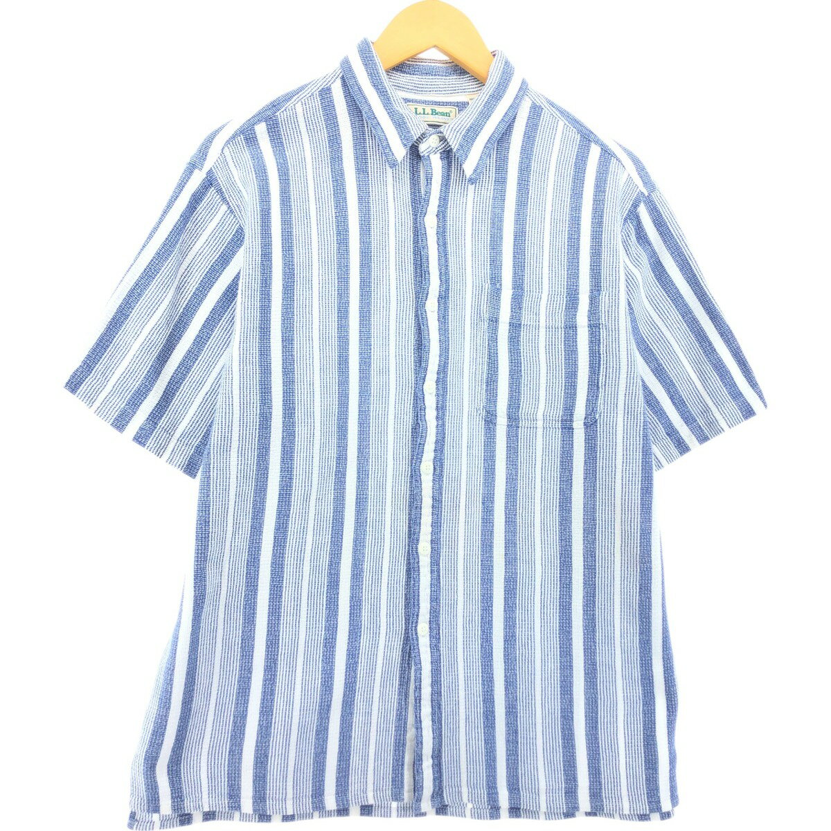 古着 80'S エルエルビーン L.L.Bean 半袖 コットン ストライプシャツ メンズL相当 /eaa554566 【中古】 【250606】 【SS2603_30】