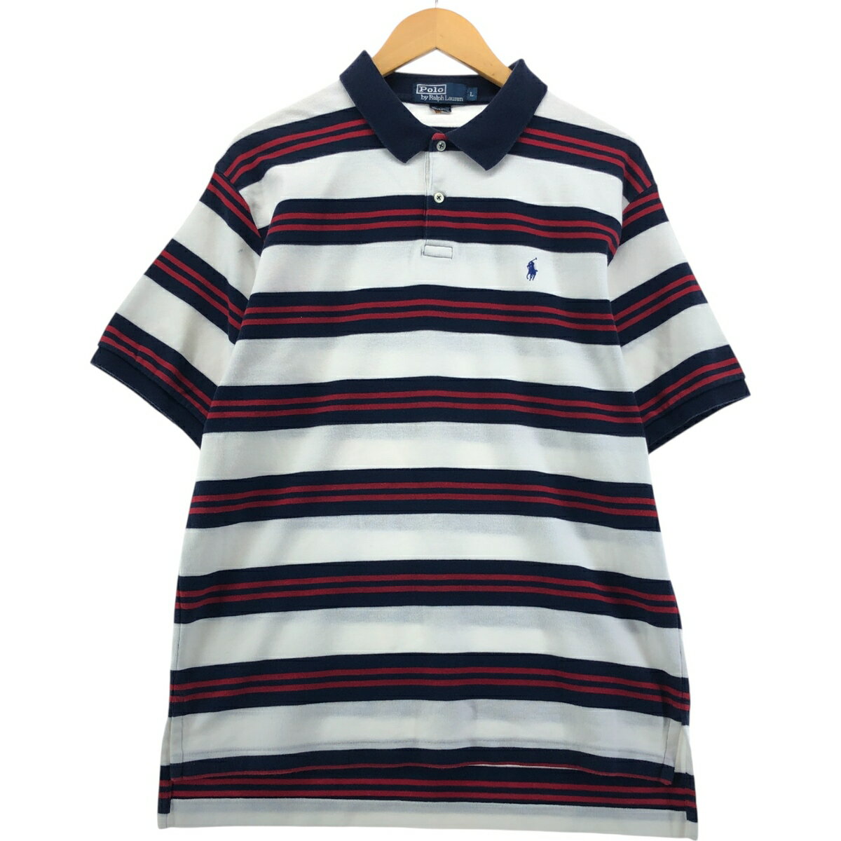 樂天商城 - 古着 ラルフローレン Ralph Lauren POLO by Ralph Lauren 半袖 ボーダー ポロシャツ メンズL相当 /eaa554617 【中古】 【250531】 【SS2603_10】