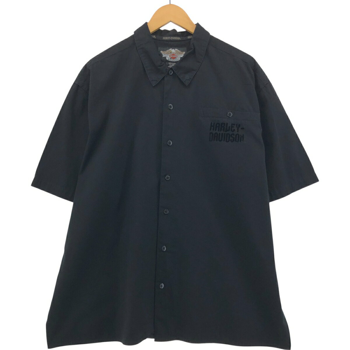 Rakuten - 古着 ハーレーダビッドソン Harley-Davidson 隠しボタンダウン 半袖 ワークシャツ ボックスシャツ メンズXL相当 /eaa554905 【中古】 【250530】 【SS2603_30】