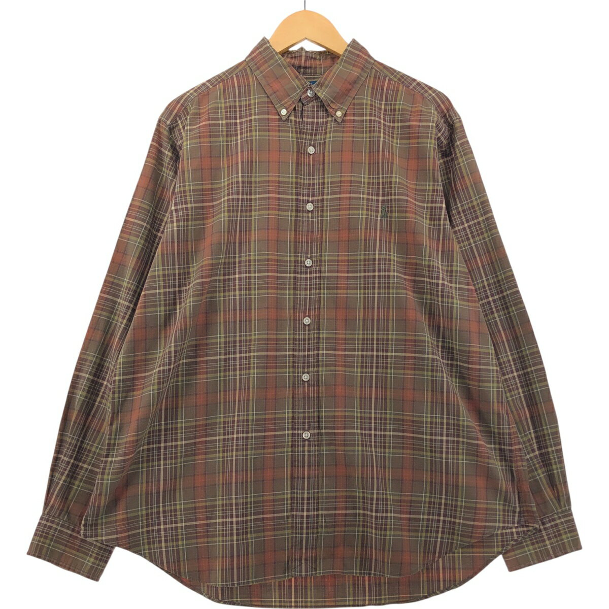 古着 ラルフローレン Ralph Lauren POLO by Ralph Lauren CLASSIC FIT 長袖 ボタンダウンチェックシャツ メンズXL相当 /eaa555120 【中古】 【250606】 【SS2603_10】 ブラウン系 春夏秋冬