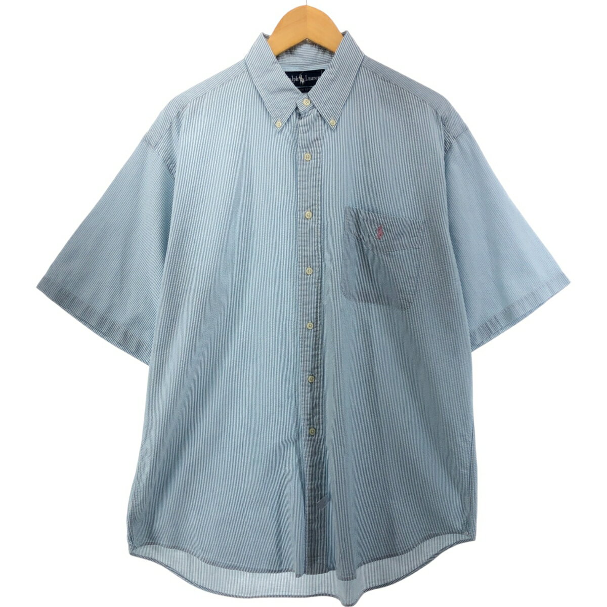 Rakuten - 古着 ラルフローレン Ralph Lauren 半袖 ボタンダウン ストライプシャツ メンズL相当 /eaa555147 【中古】 【250616】 【SS2606_10】