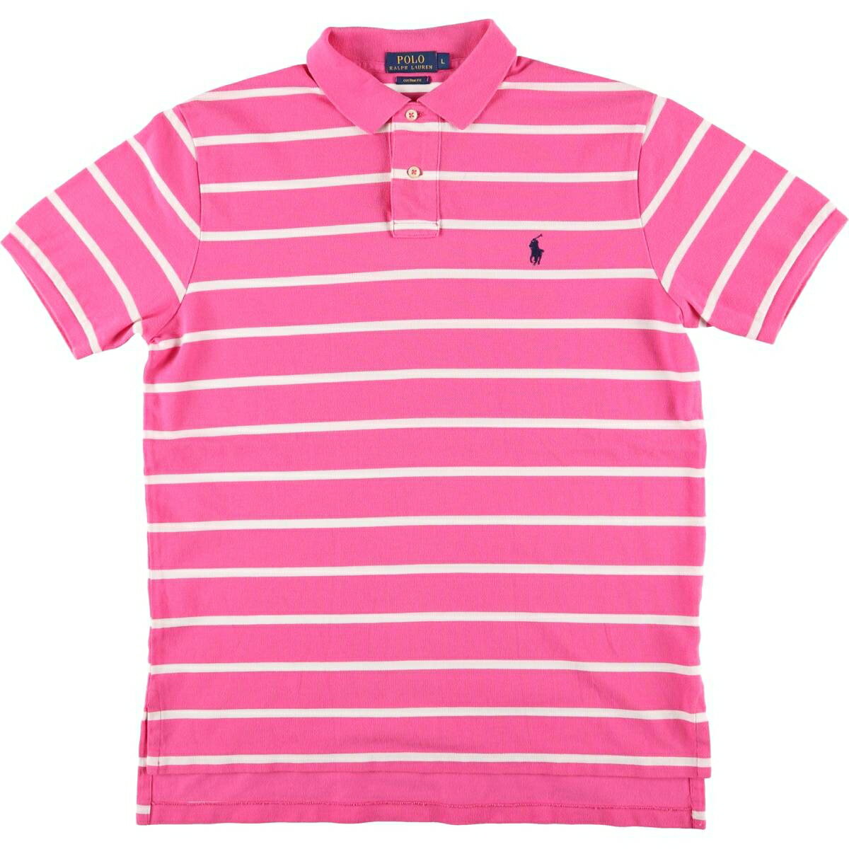 古着 ラルフローレン Ralph Lauren POLO RALPH LAUREN CUSTOM FIT 半袖 ボーダー ポロシャツ レディースL相当 /eaa555215 【中古】 【250609】 【Elulu/エルル】