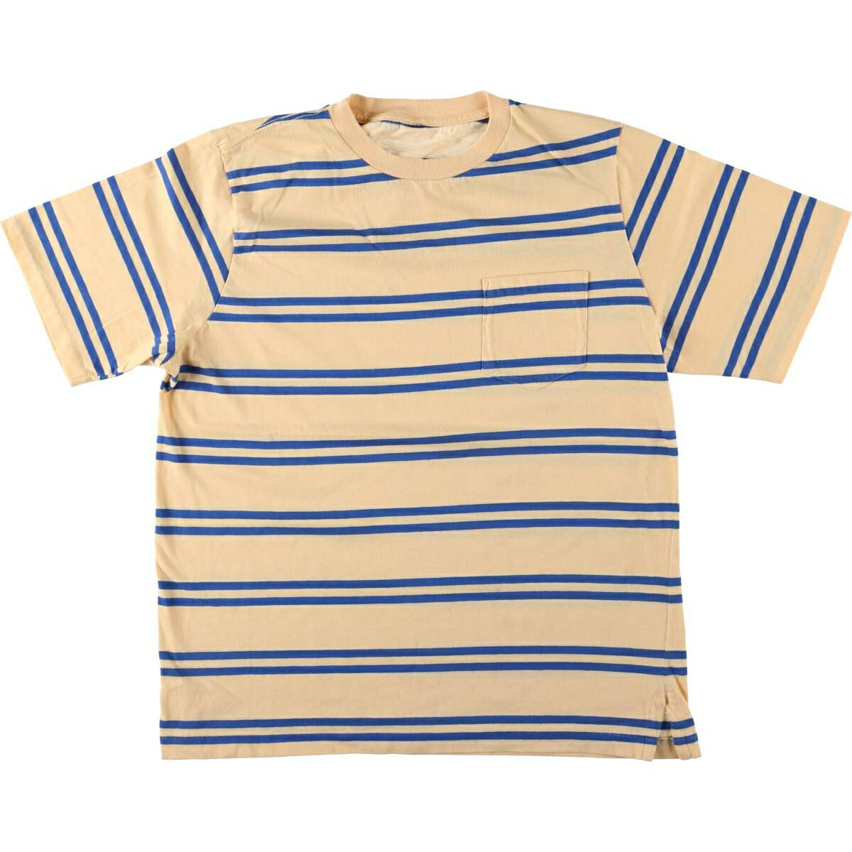 Other - 古着 ボーダーポケットTシャツ メンズL相当 /eaa555284 【中古】 【250610】 【SS2603_50】 イエロー系 春夏秋