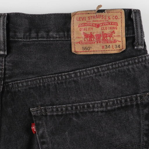 古着 リーバイス Levi's 550 RELAXED FIT ブラックデニム テーパードデニムパンツ メンズw34相当 /eaa555413 【中古】 【250608】