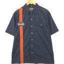 古着 ハーレーダビッドソン Harley-Davidson リップストップ 隠しボタンダウン 半袖 ワークシャツ ボックスシャツ メンズM相当 /eaa555708 【中古】 【250606】