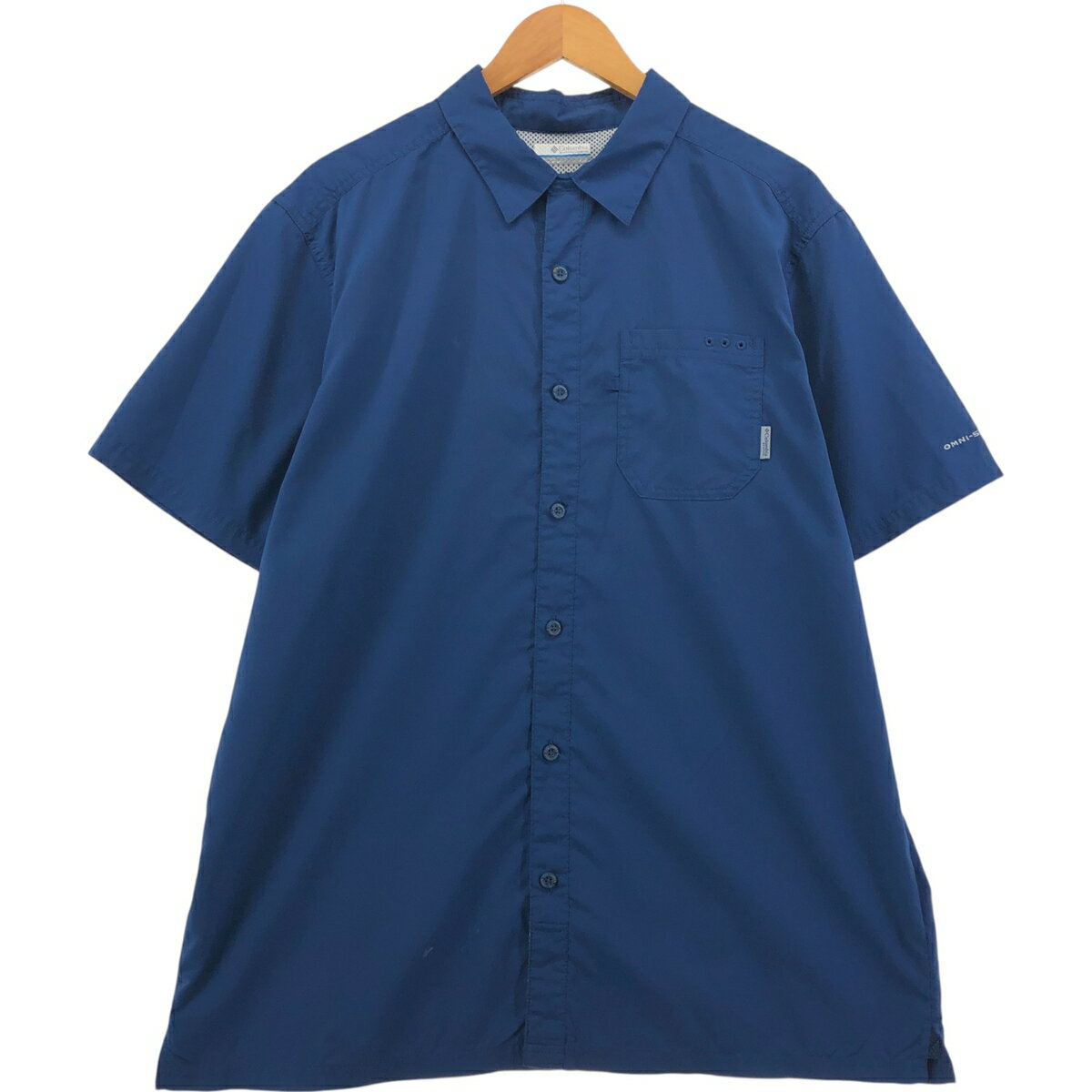 樂天商城 - 古着 コロンビア Columbia PFG OMNI-SHADE リップストップ 半袖 フィッシングシャツ ボックスシャツ メンズL相当 /eaa555715 【中古】 【250606】 【SS2603_30】