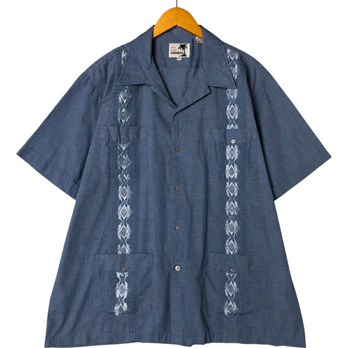 70s Chacmool カラフル刺繍　メキシカンシャツ　キューバシャツ メキシカンシャツ キューバシャツ・の通販