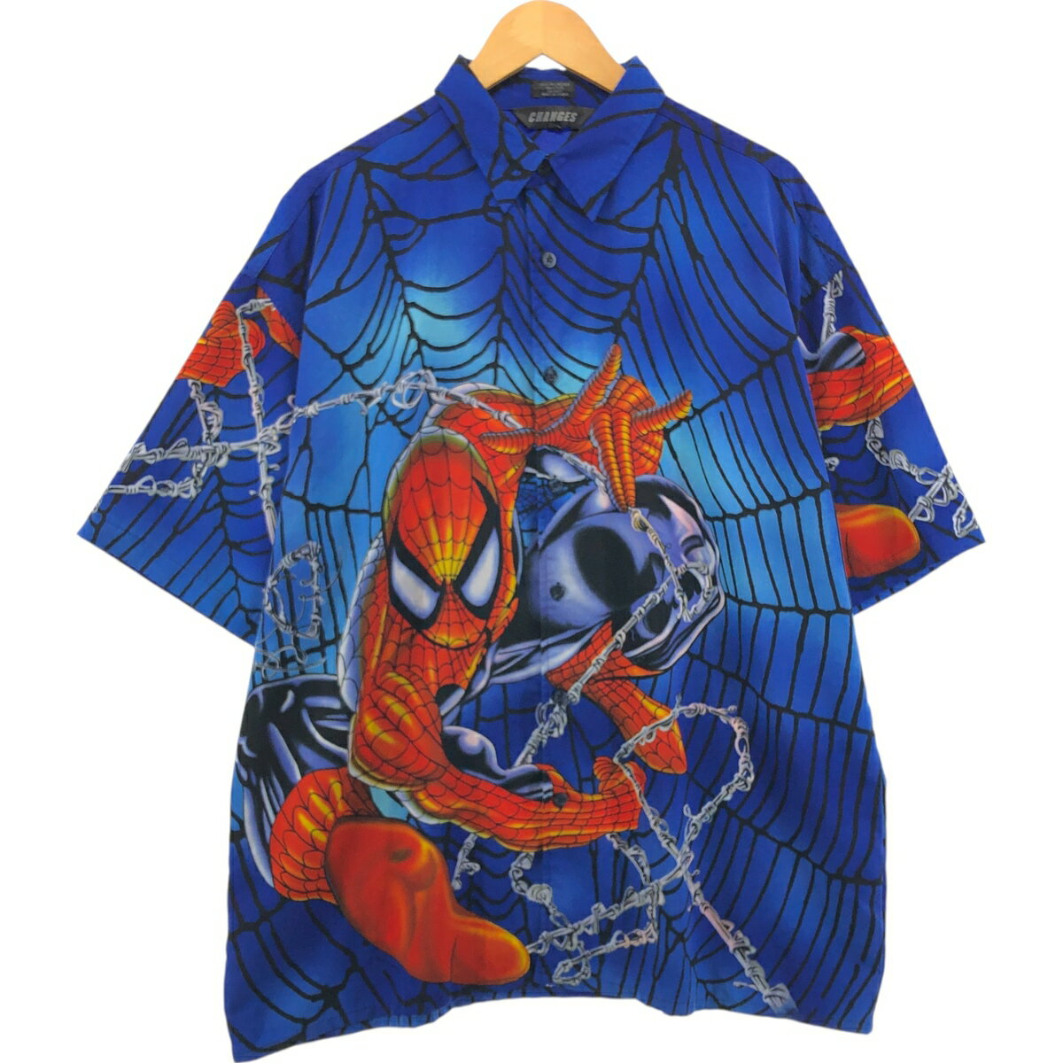 古着 CHANGES SPIDER MAN スパイダーマン 半袖 チカーノシャツ ボックスシャツ メンズXL相当 /eaa555815 【中古】 【250616】