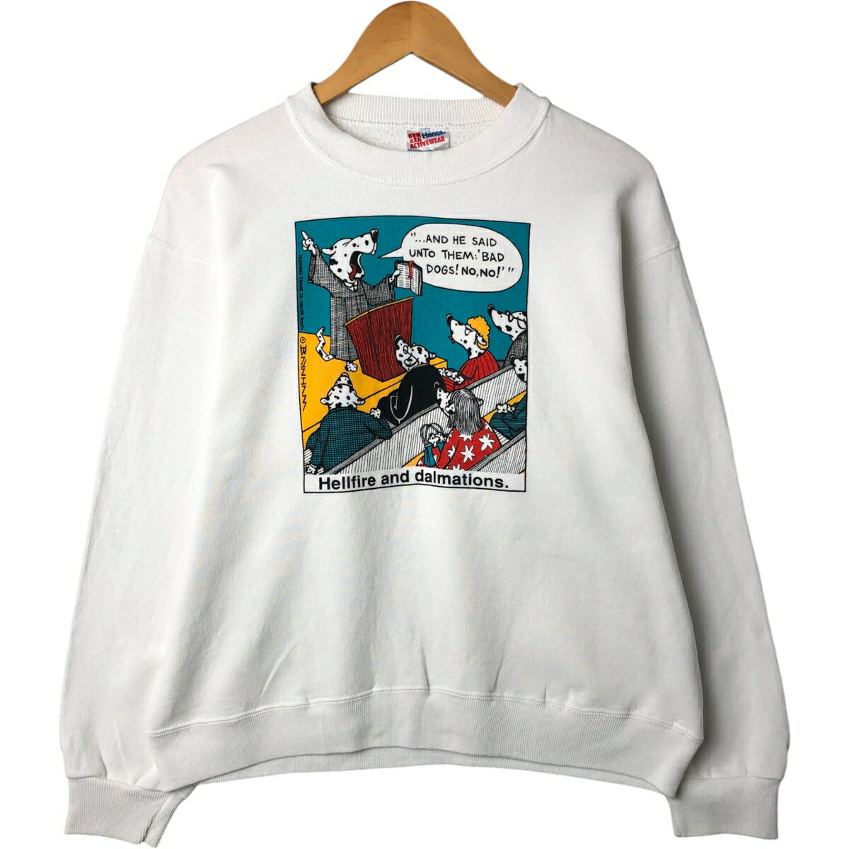 古着 80'S ヘインズ Hanes ACTIVEWEAR 青タグ プリントスウェットシャツ トレーナー USA製 メンズL相当 ヴィンテージ /eaa557551   【SS2606_30