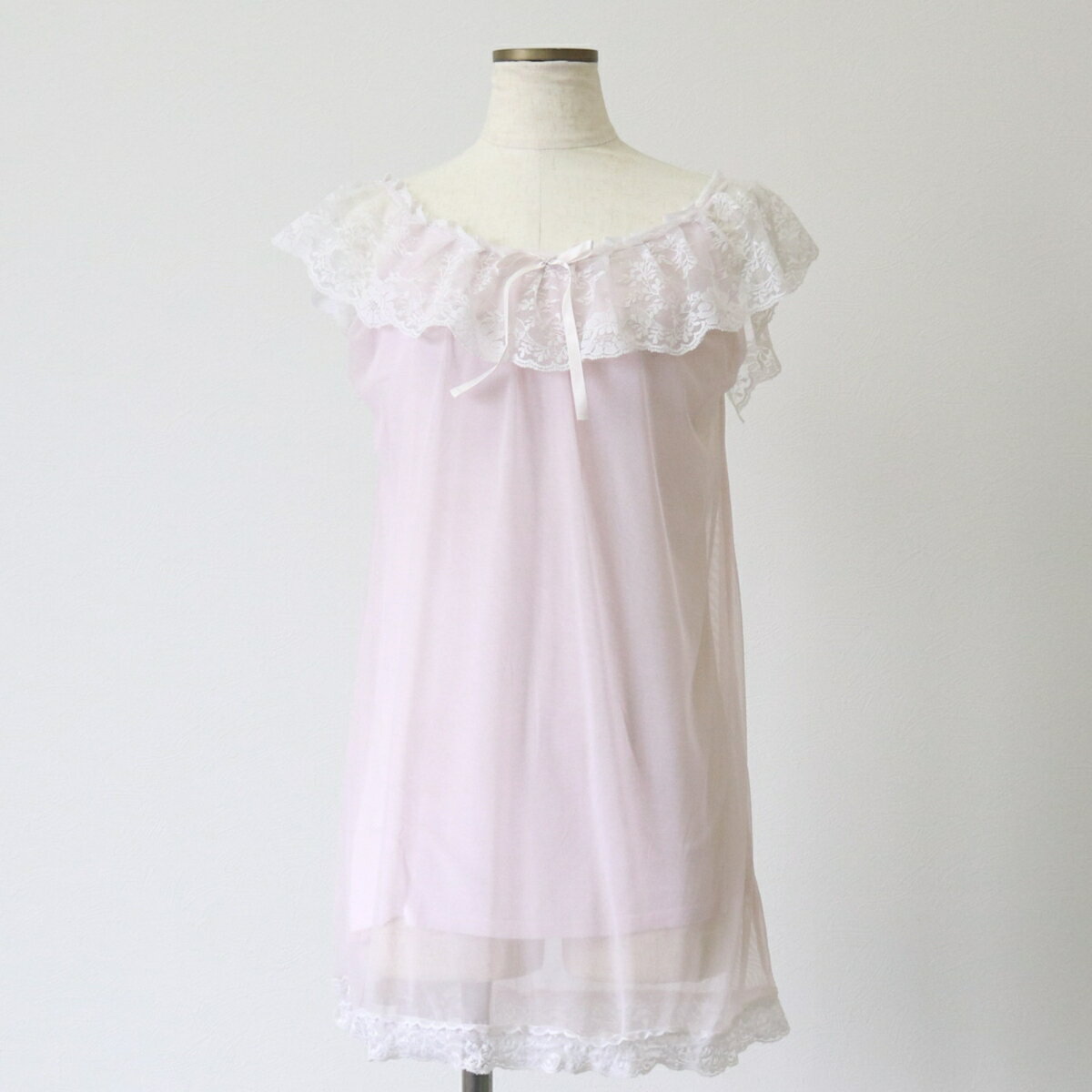 古着 フリル付き 裏地付き ネグリジェ ランジェリー タンクトップ レディースS相当 /eaa557567 【中古..