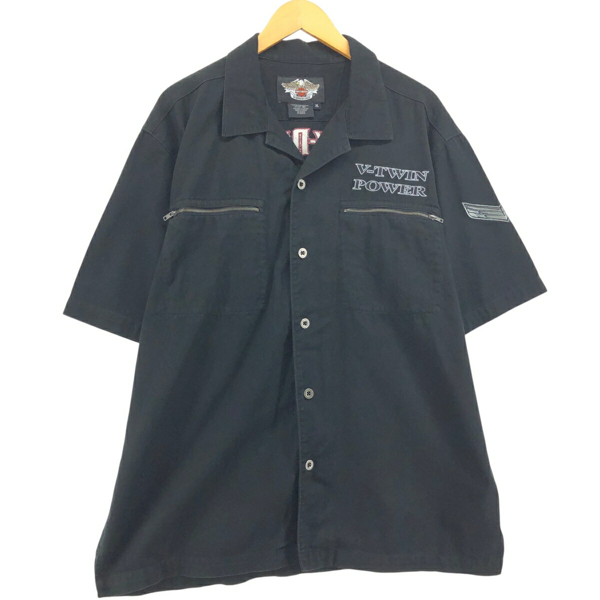 樂天商城 - 古着 ハーレーダビッドソン Harley-Davidson ピンナップガール オープンカラー 半袖 ワークシャツ ボックスシャツ メンズXL相当 /eaa557804 【中古】 【250615】 【SS2603_30】