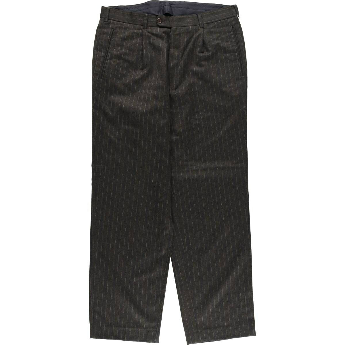 古着 ストライプ柄 ワンタック スラックス ワイドパンツ メンズw36相当 /eaa558177 【中古】 【250618】