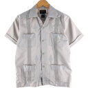 古着 80'S GUAYABERAS YUCATECAS COPACABANA オープンカラー 半袖 キューバシャツ ボックスシャツ メンズS相当 ヴィンテージ...