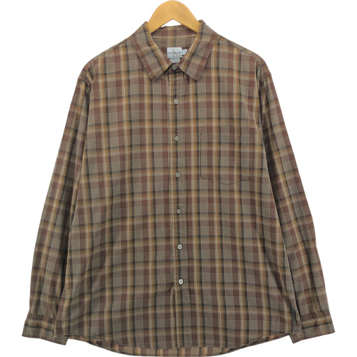 乐天商城 - 古着 カルバンクライン Calvin klein 長袖 コットンチェックシャツ メンズL相当 /eaa558381 【中古】 【250620】 【SS2606_30