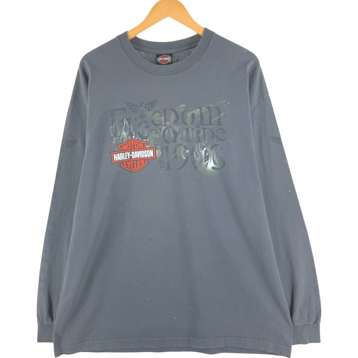 T-Shirts - 古着 00'S ハーレーダビッドソン Harley-Davidson ロングTシャツ ロンT メンズXL相当 /eaa558532 【中古】 【250617】 【SS2603_30】 グレー系 春夏秋