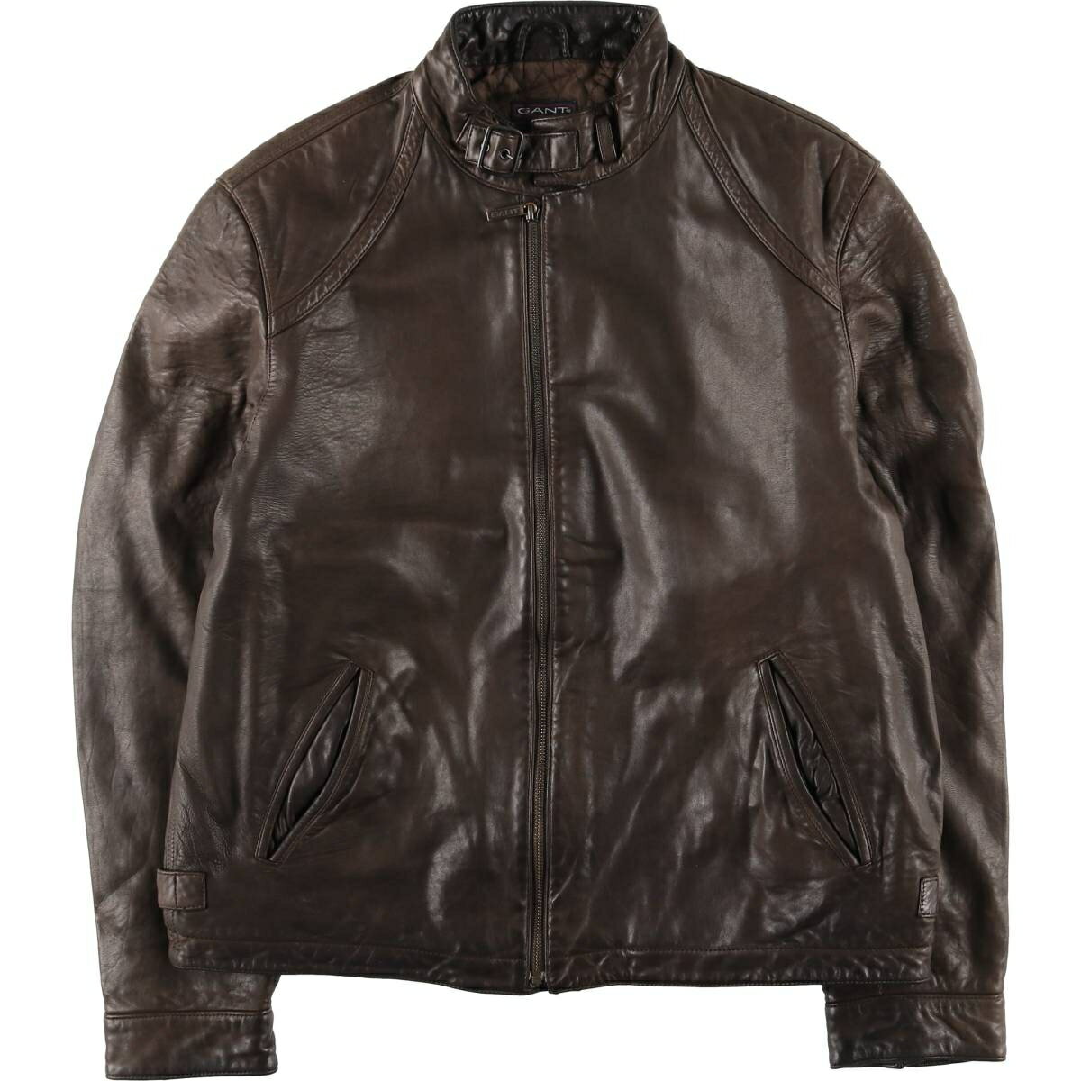 Leather - 古着 GANT 中綿入り シングルライダースジャケット メンズXL相当 /eaa559074 【中古】 【260112】 ブラウン系 春秋冬