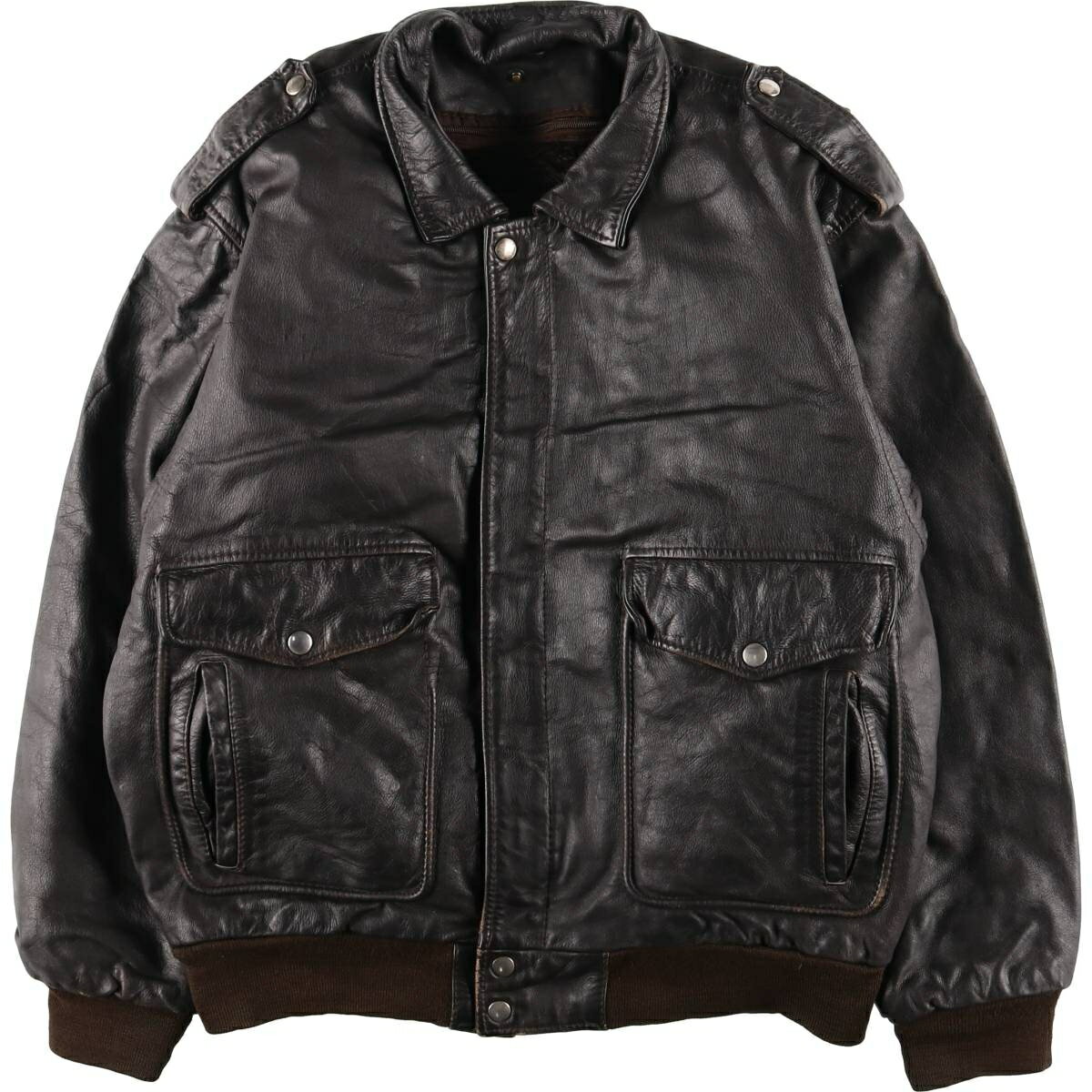 樂天商城 - 古着 A-2タイプ レザーフライトジャケット メンズXL相当 /eaa559079 【中古】 【260126】 ブラック系 春秋冬