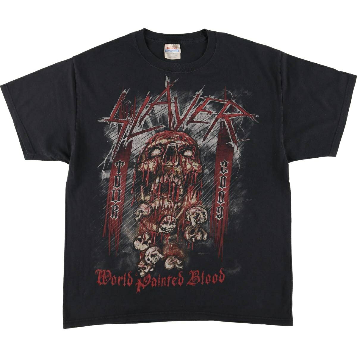 古着 ヘインズ HANES SLAYER スレイヤー ドクロ柄 スカル柄 バンドTシャツ バンT メンズL相当 /eaa559514 【中古】 【250620】