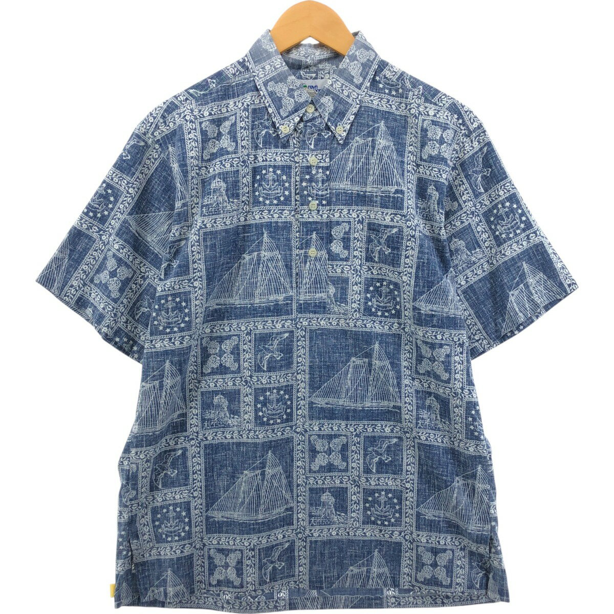 古着 レインスプーナー 水着タグ ラハイナセーラー プルオーバー ボタンダウン アロハシャツ ハワイ製 メンズM相当 /eaa560137 【中古】 【250630】 【SS2603_10】