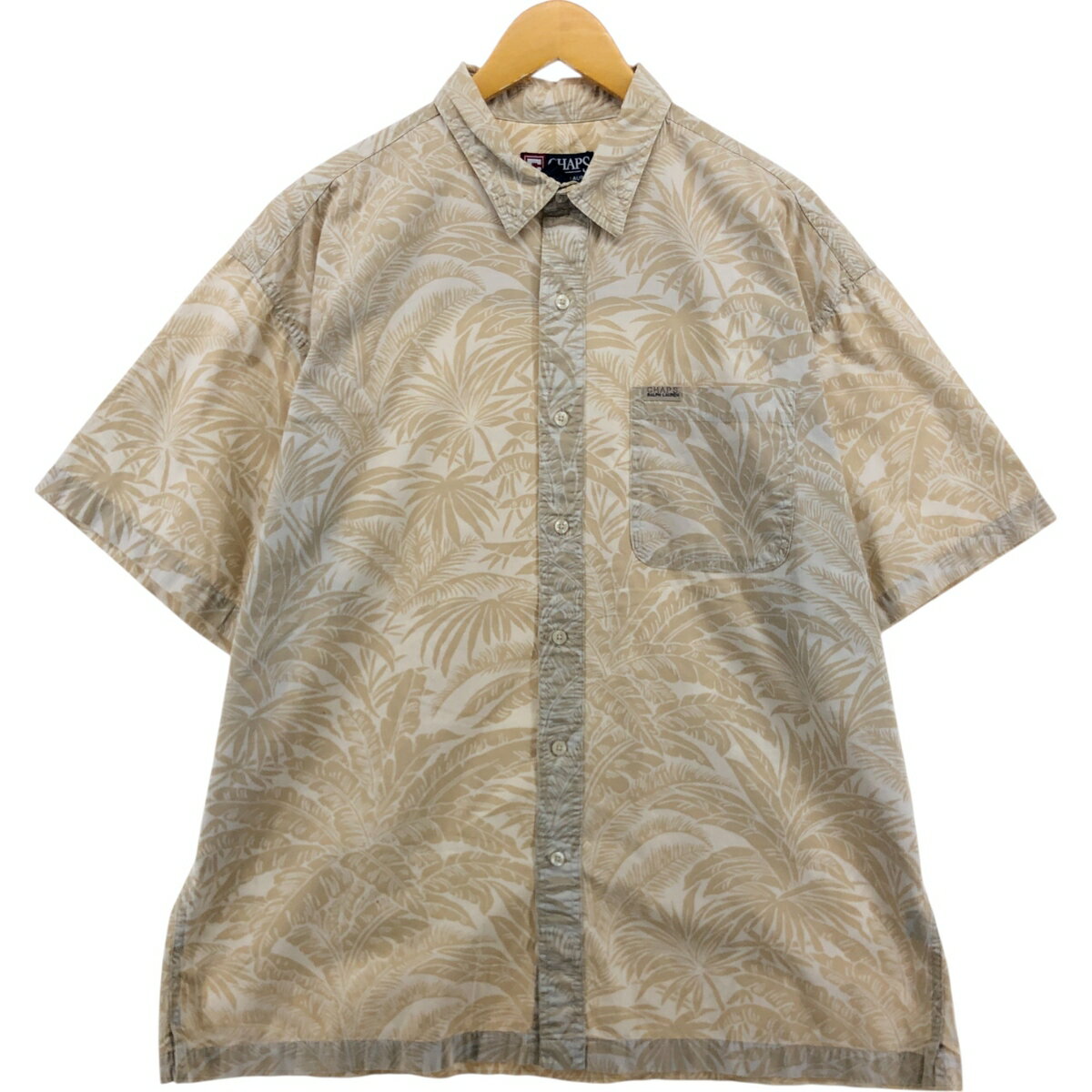 古着 90'S ラルフローレン Ralph Lauren CHAPS チャップス 総柄 リーフ柄 ハワイアンアロハシャツ ボックスシャツ メンズXL相当 ヴィンテージ /eaa560151 【中古】 【250623】 【SS2603_10】