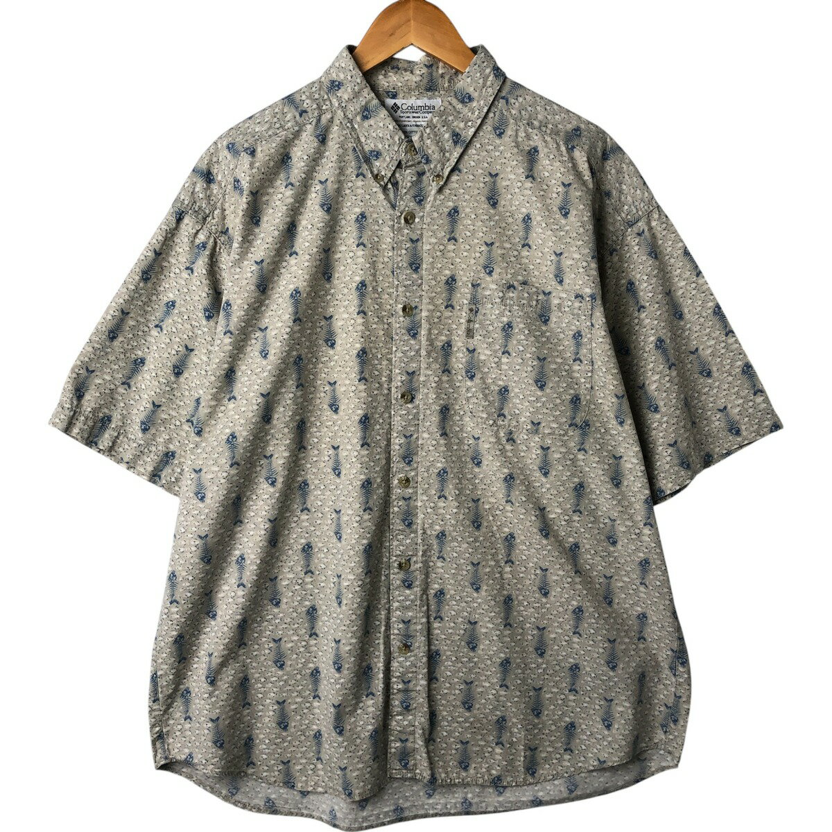 乐天商城 - 古着 コロンビア Columbia SPORTSWEAR COMPANY 魚柄 半袖 ボタンダウンシャツ メンズXL相当 /eaa560161 【中古】 【250628】 【SS2606_30