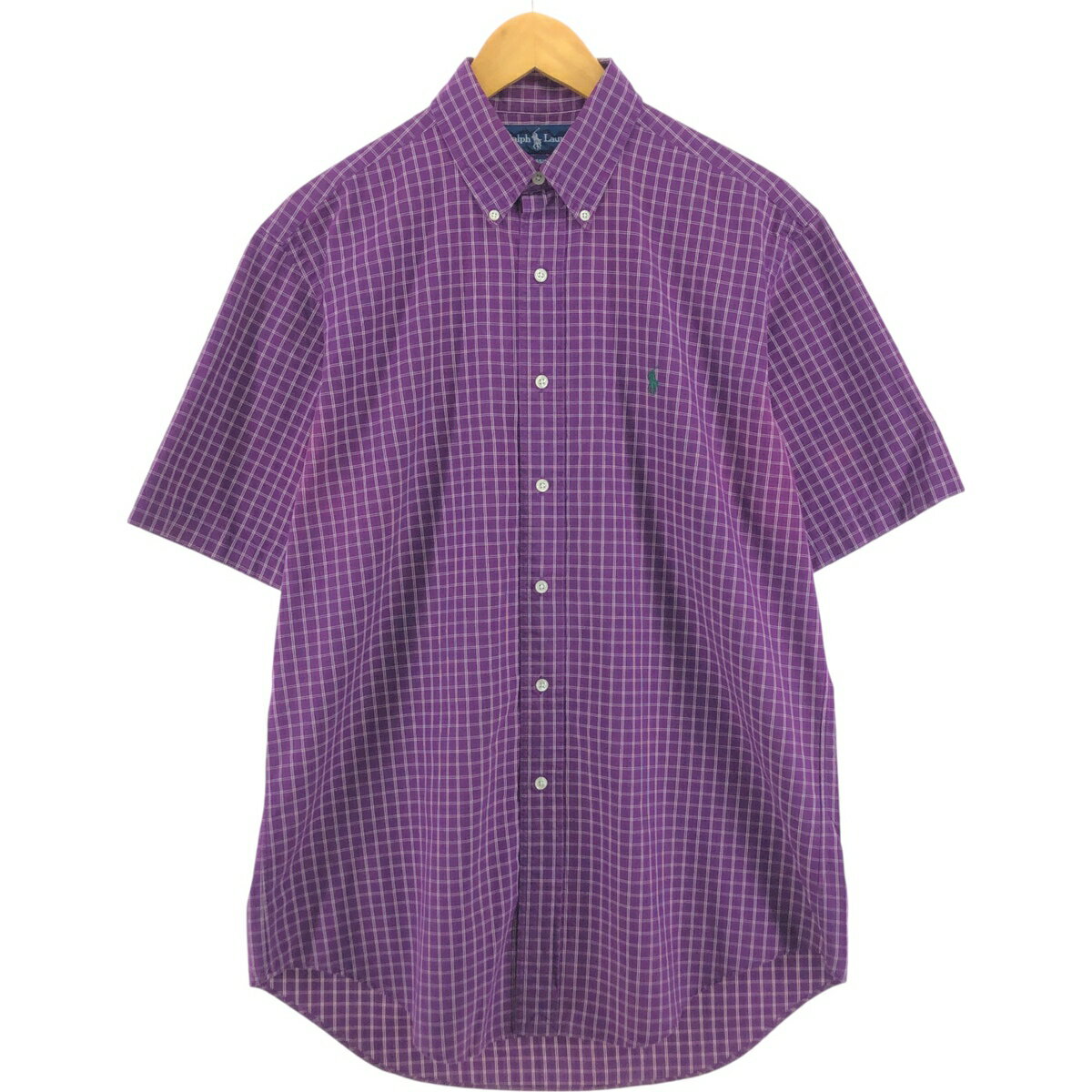 古着 ラルフローレン Ralph Lauren CLASSIC FIT クラシックフィット 半袖 ボタンダウン チェックシャツ メンズM相当 /eaa560248 【中古】 【250623】