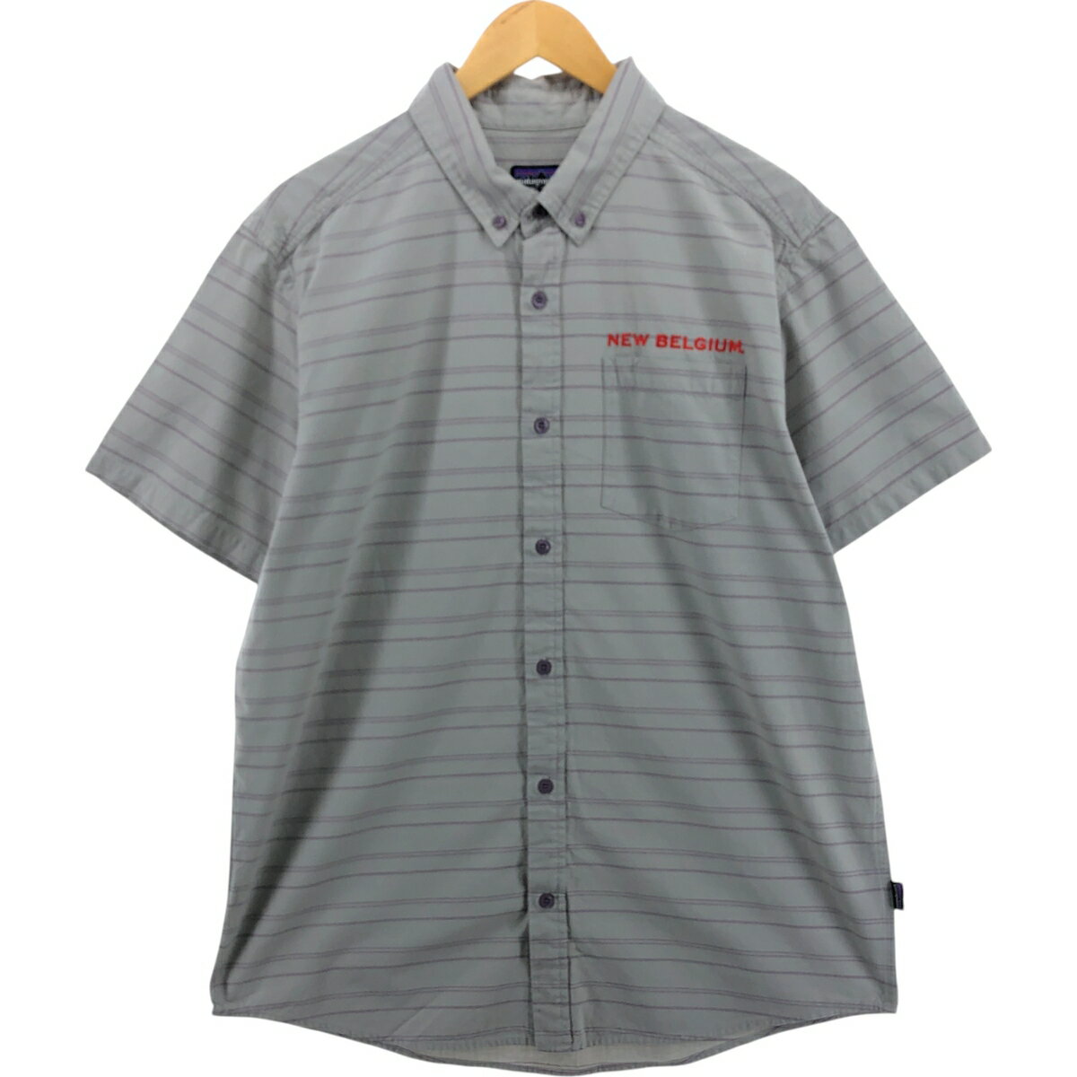 古着 パタゴニア Patagonia ORGANIC COTTON オーガニックコットン 54120SP15 ボーダー柄 半袖 ボタンダウンシャツ メンズL相当 /eaa560420 【中古】 【250621】