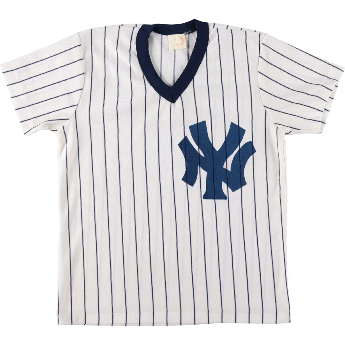 古着 70'S~ MLB NEW YORK YANKEES ニューヨークヤンキース ストライプ柄 Vネック ベースボールTシャツ メンズM相当 ヴィンテージ /eaa560512 【中古】 【250623】 【GR-SNS】 【SS2603_30】 ホワイト系 春夏秋