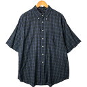 古着 90'S ノーティカ NAUTICA シアサッカー 半袖 ボタンダウン チェックシャツ メンズXL相当 ヴィンテージ /eaa561035 【中古】 【250625】