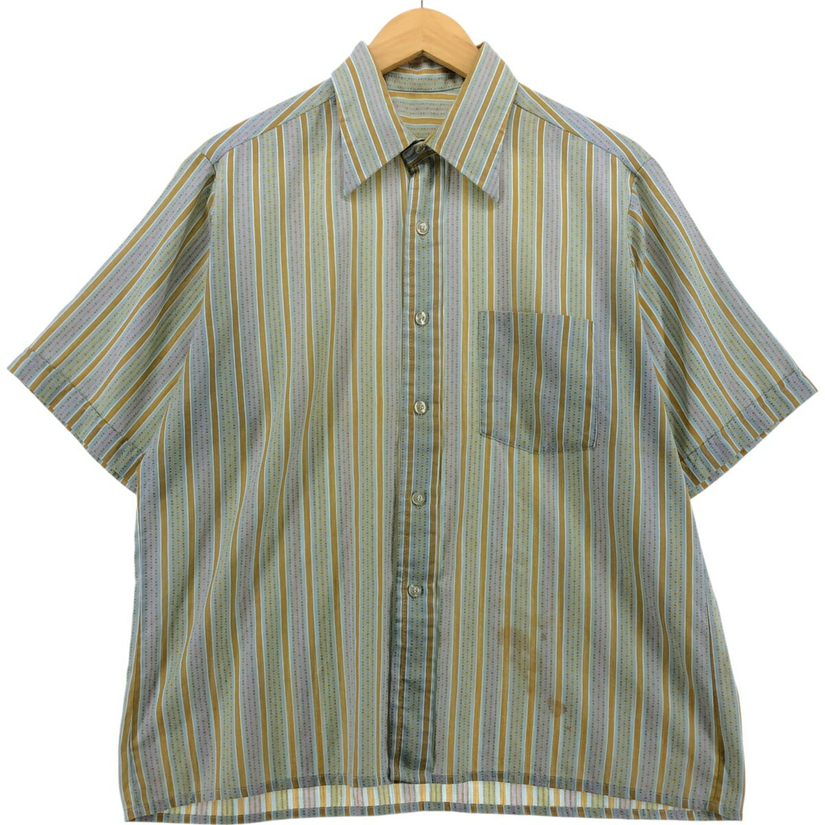 Rakuten - 古着 ~70'S ストライプ柄 半袖 ストライプシャツ ボックスシャツ メンズL相当 ヴィンテージ /eaa561060 【中古】 【250626】 【SS2603_30】