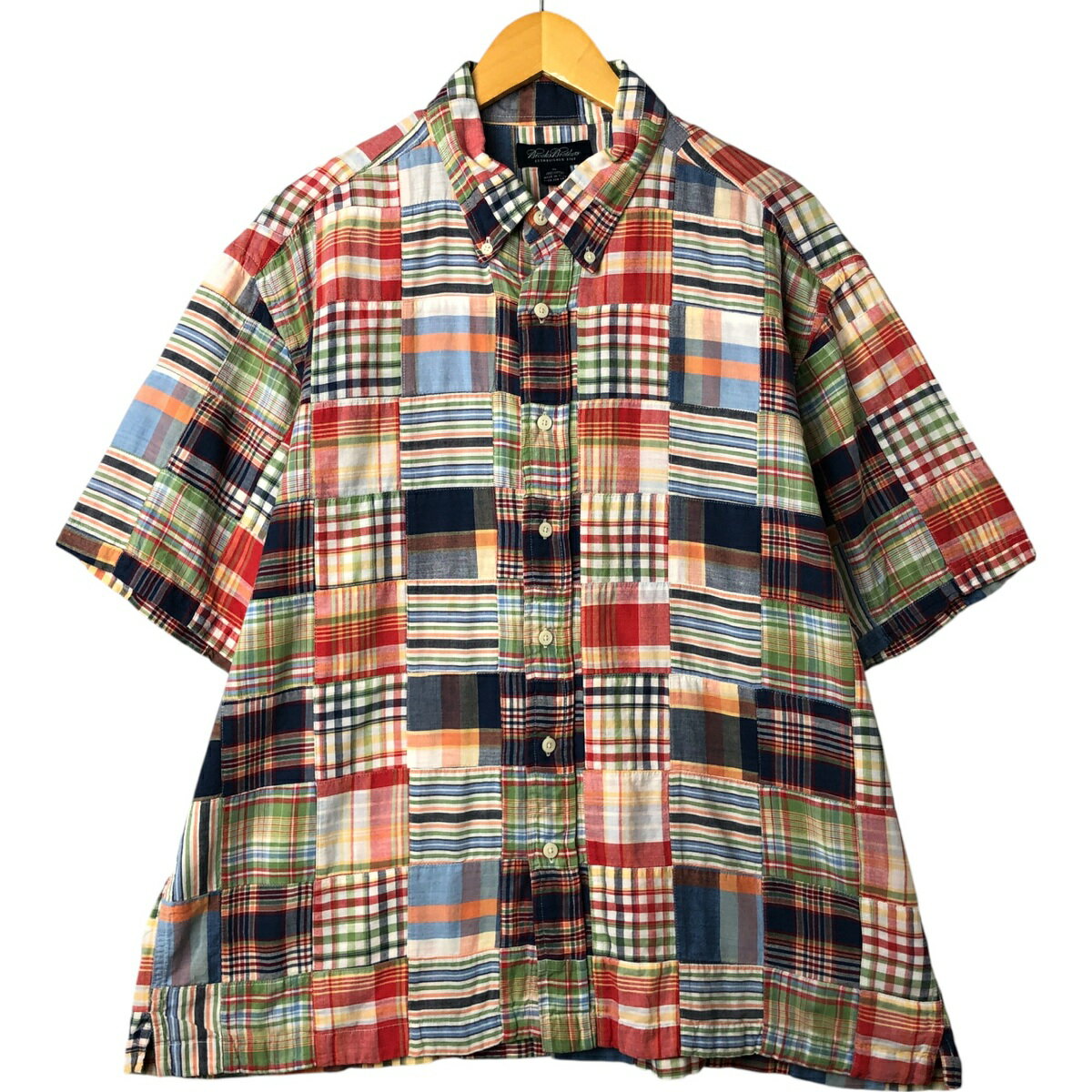 古着 ブルックスブラザーズ Brooks Brothers パッチワーク 半袖 ボタンダウン チェックシャツ ボックスシャツ メンズXL相当/eaa561089 【中古】 【250628】
