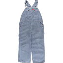 古着 ビッグサイズ 90'S ディッキーズ Dickies ストライプ柄 ヒッコリーストライプ オーバーオール メンズw40相当 ヴィンテージ /eaa561546 【中古】 【250627】