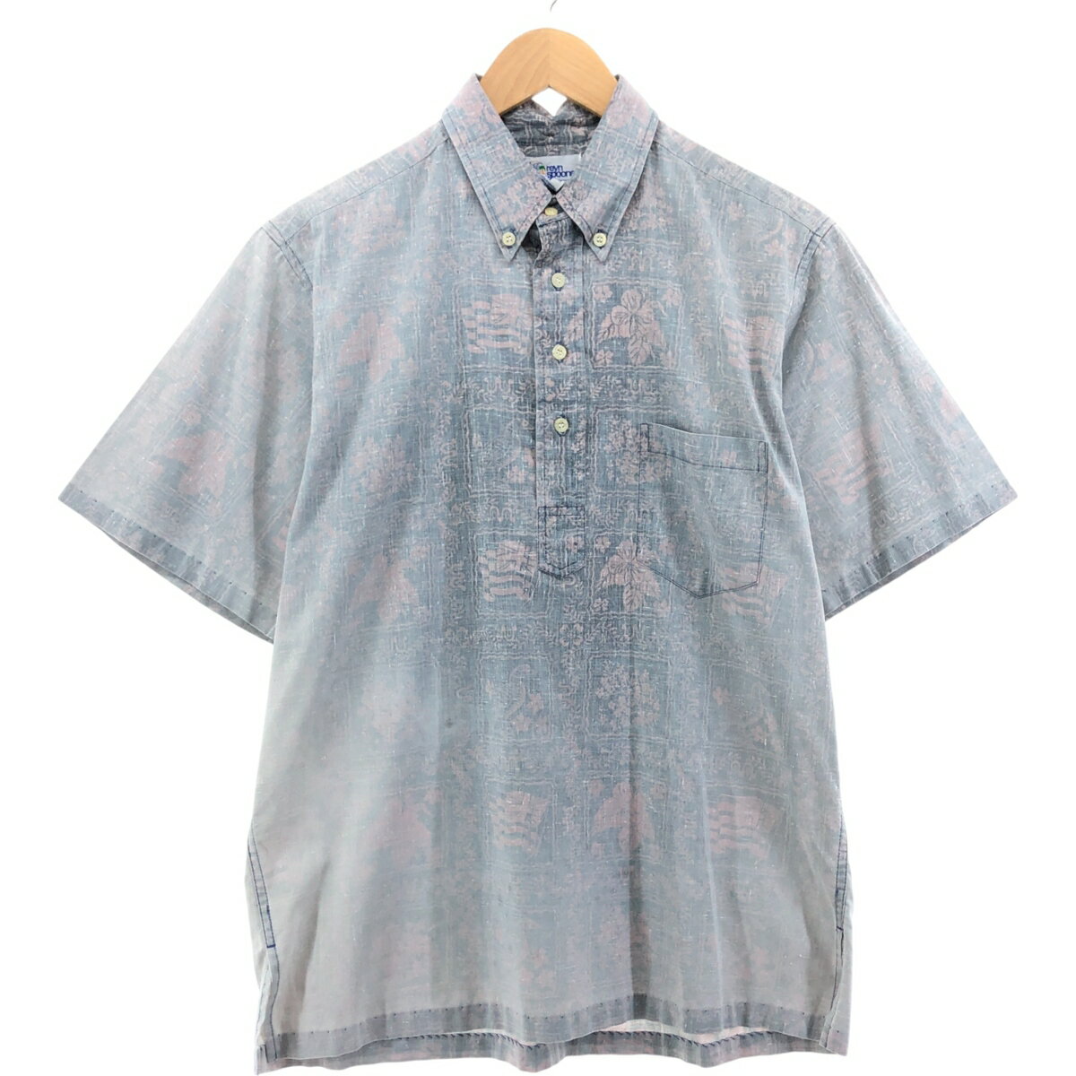 古着 90'S レインスプーナー REYNSPOONER 水着タグ ビキニタグ 総柄 プルオーバー ボタンダウン ハワイアンアロハシャツ ボックスシャツ ハワイ製 メンズM相当 ヴィンテージ /eaa561724 【中古】 【250701】 【SS2603_10】