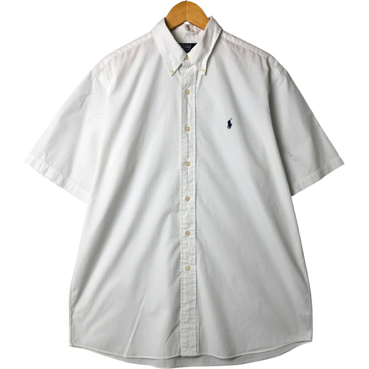 古着 ラルフローレン Ralph Lauren POLO by Ralph Lauren ELLINGTON 半袖 ボタンダウンシャツ メンズL相当 /eaa561782 【中古】 【250704】 ホワイト系 春夏