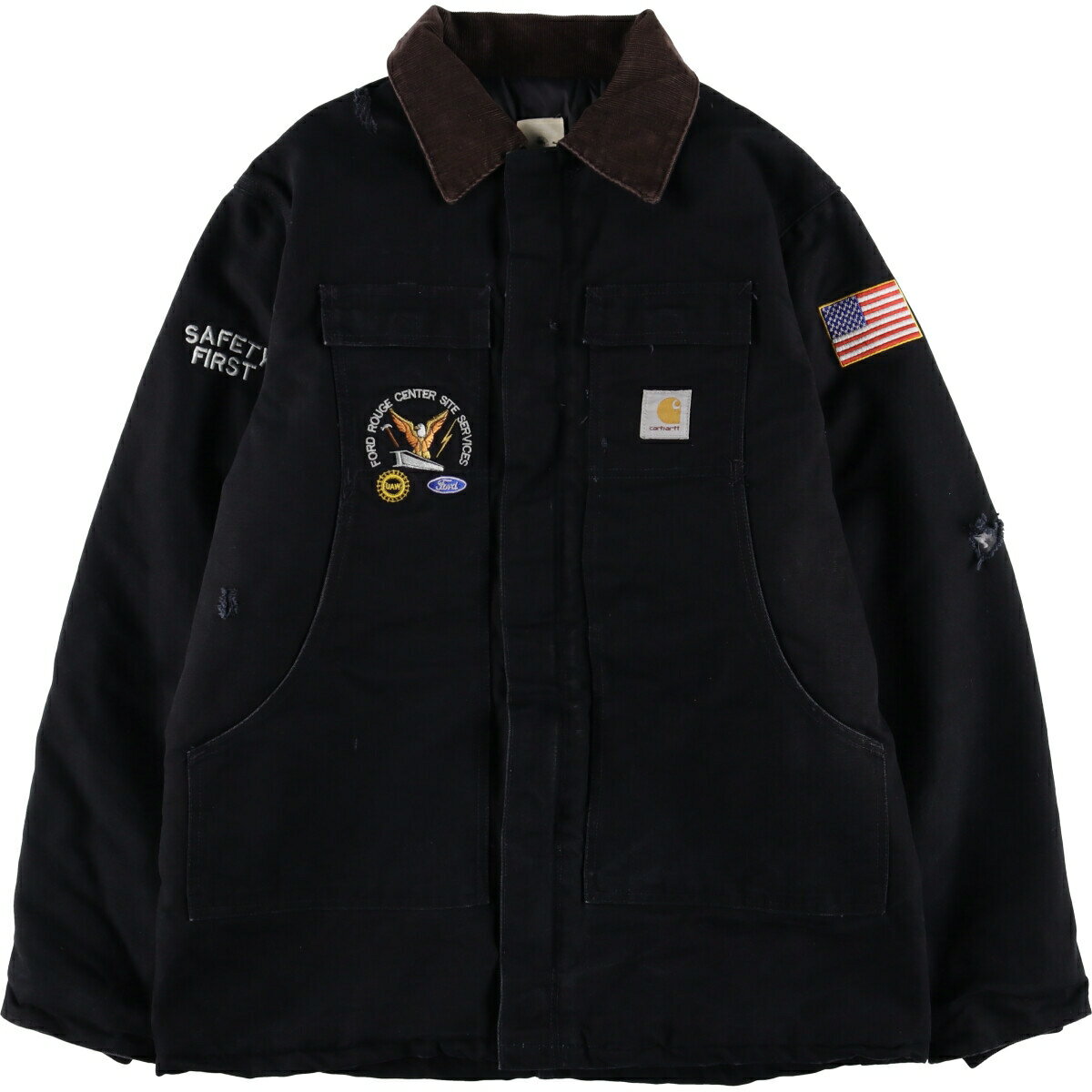 古着 訳あり特価 カーハート Carhartt 星条旗柄 トラディショナルコート ダックワークジャケット USA製 メンズXL相当 /eaa562504 【中古...