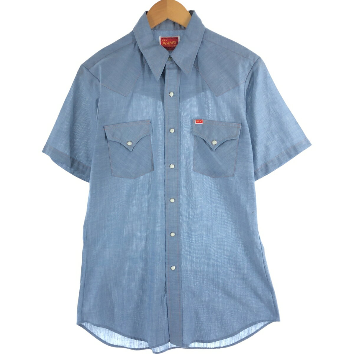 Western Shirt - 古着 ELY PLAINS 半袖 ウエスタンシャツ メンズM相当 /eaa562906 【中古】 【250630】 【SS2603_30】 ブルー系 春夏