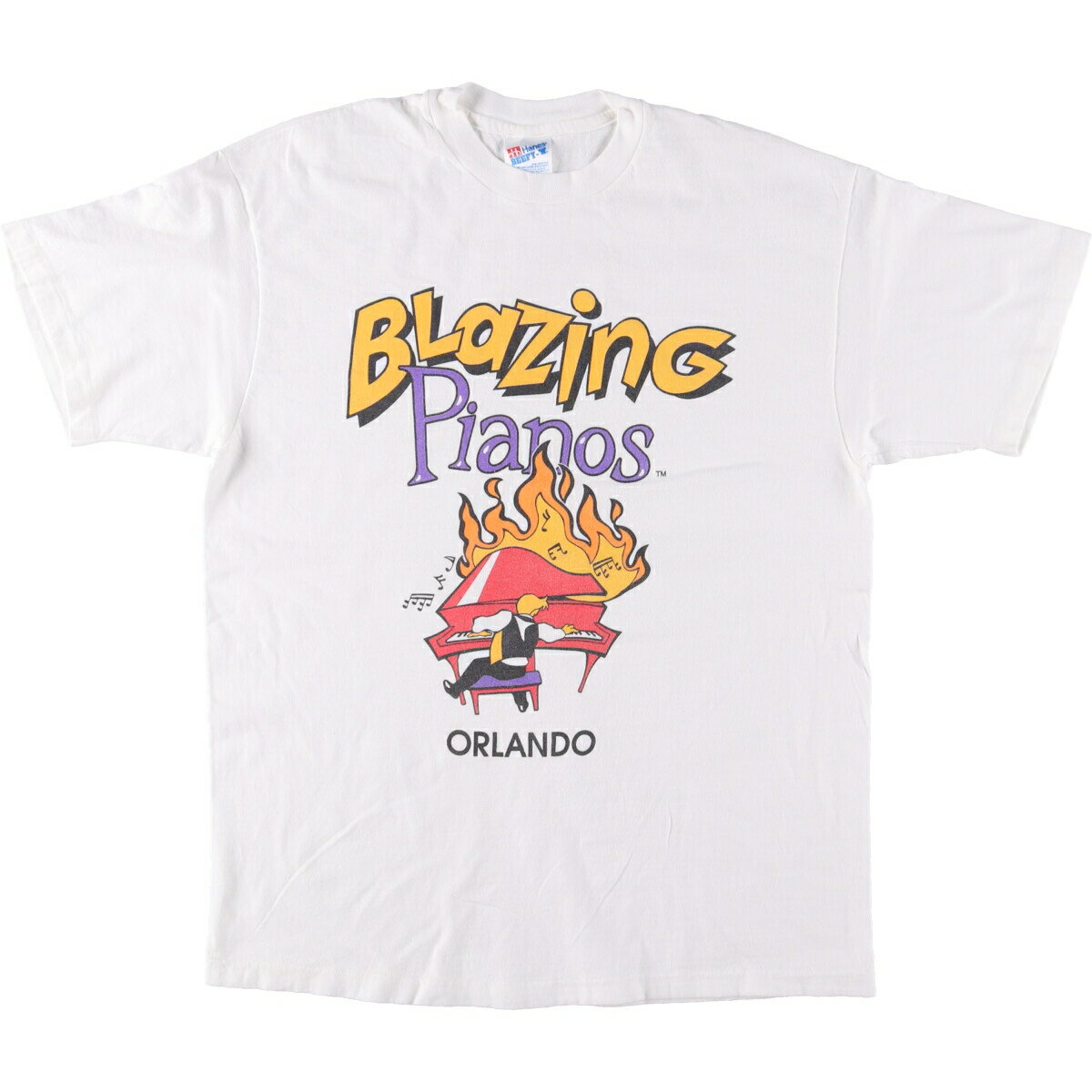 Rakuten - 古着 90'S ヘインズ Hanes BEEFY-T Blazing Pianos アートTシャツ USA製 メンズL相当 ヴィンテージ /eaa563056 【中古】 【250708】 【SS2603_30】