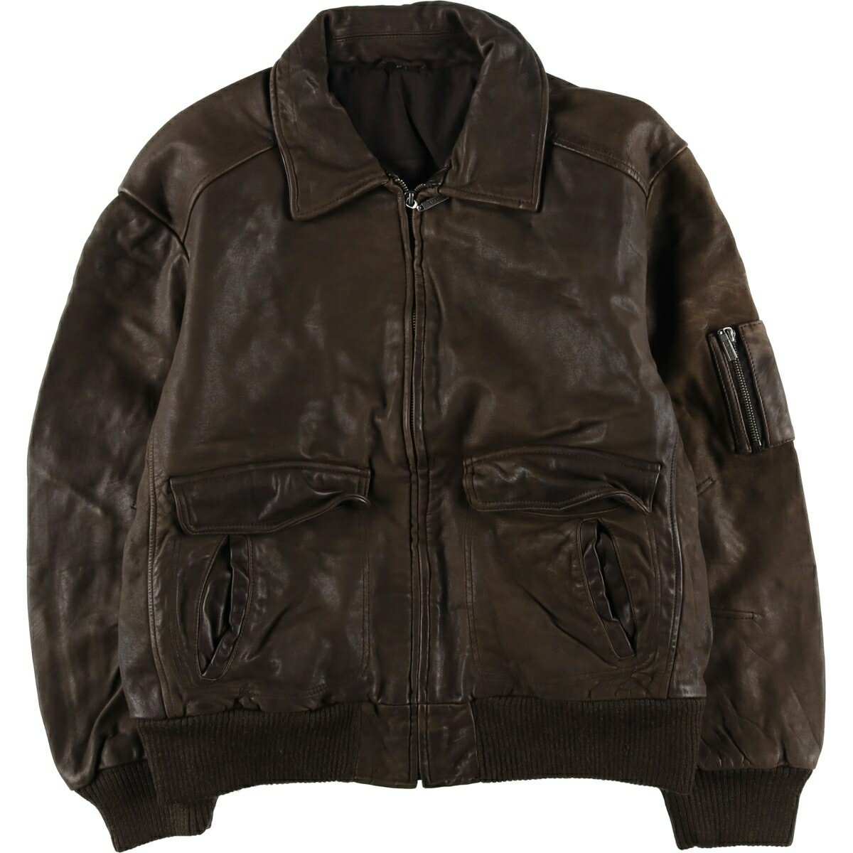 樂天商城 - 古着 LARUSSO スイングトップタイプ レザーブルゾン メンズL相当 /eaa563322 【中古】 【260116】 ブラウン系 春秋冬